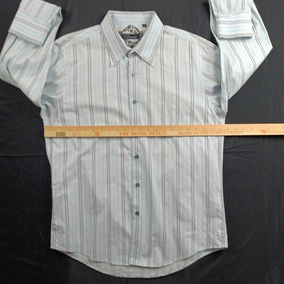 7 Diamonds Mens XL Long Sleeve Button Down Blue White Striped Cotton Shirt - Picture 12 of 13